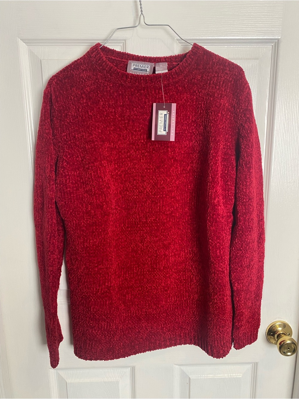 Premier Chenille Crewneck Sweater in Red